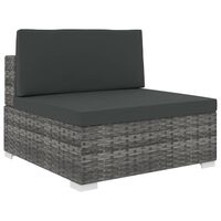 vidaXL Sectional Middle Seat 1 pc with Cushions Poly Rattan Grey, grey vidaXL Sectional Middle Seat 1 pc with Cushions Poly Rattan Grey