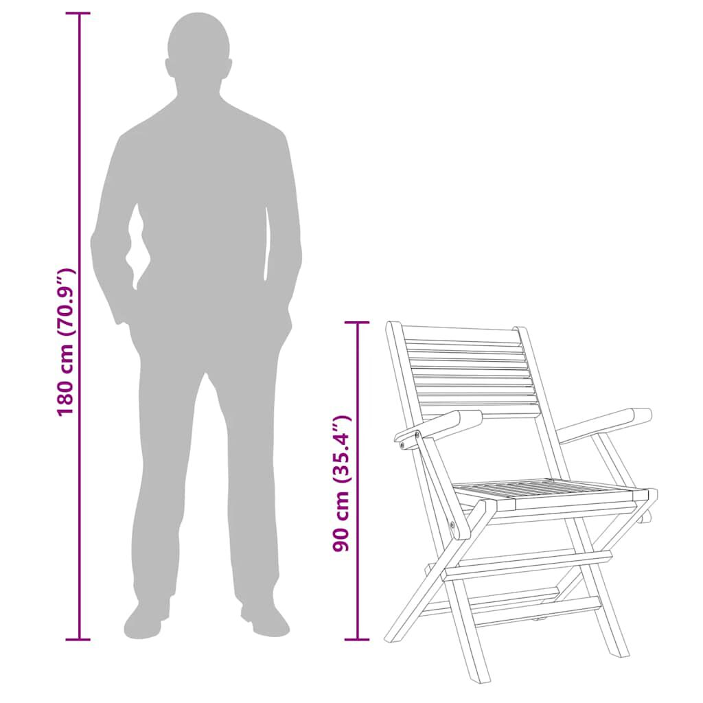 vidaXL Folding Garden Chairs 2 pcs 55x62x90 cm Solid Wood Teak