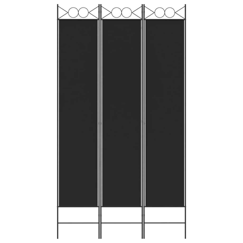 vidaXL 3-Panel Room Divider Black 120x220 cm Fabric