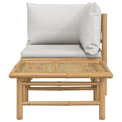 vidaXL 2 Piece Garden Lounge Set with Light Grey Cushions Bamboo