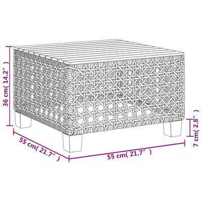 vidaXL Garden Table Black 55x55x36 cm Poly Rattan Acacia Wood