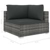 vidaXL 9 Piece Garden Lounge Set with Cushions Poly Rattan Grey