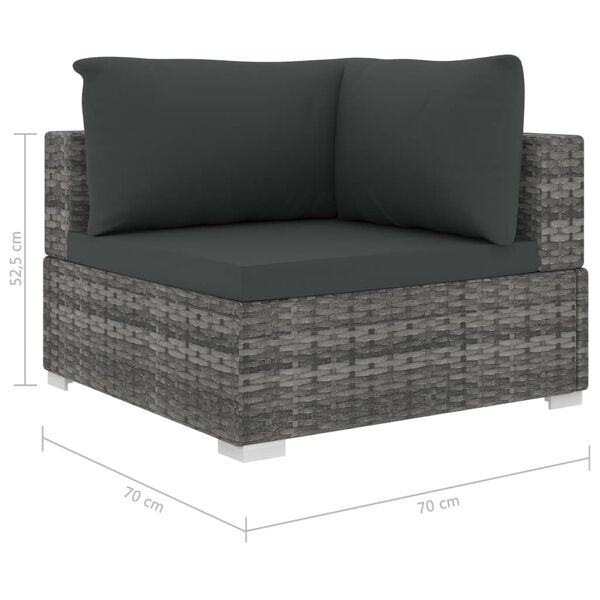 vidaXL 9 Piece Garden Lounge Set with Cushions Poly Rattan Grey