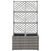 vidaXL Trellis Raised Bed with 2 Pots 58x30x107 cm Poly Rattan Grey