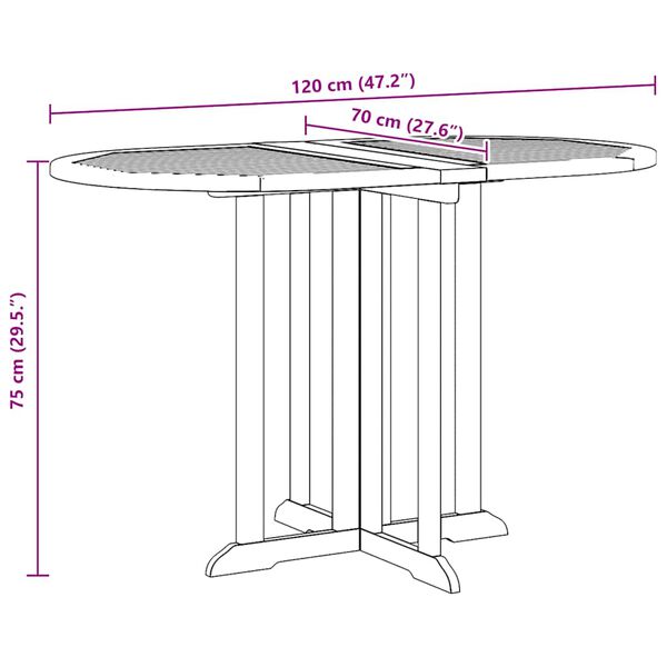 vidaXL Folding Butterfly Garden Table 120x70x75 cm Solid Teak Wood