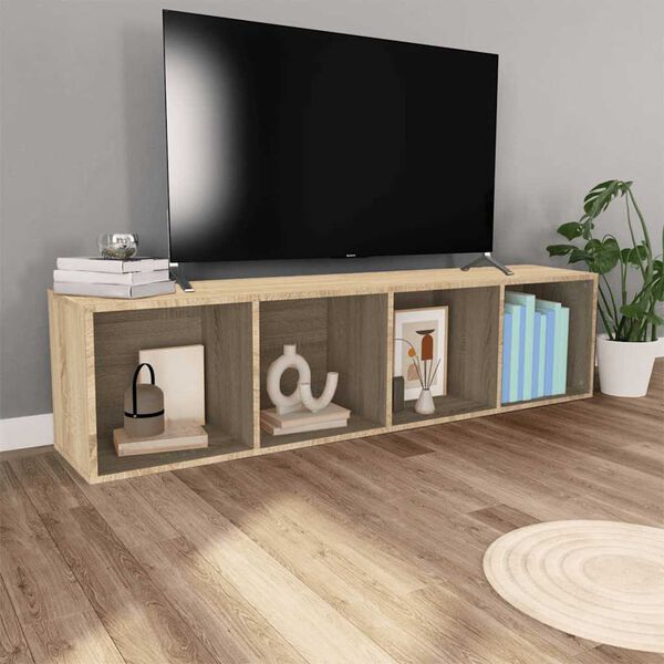 vidaXL Book Cabinet/TV Cabinet Sonoma Oak 36x30x143 cm Engineered Wood