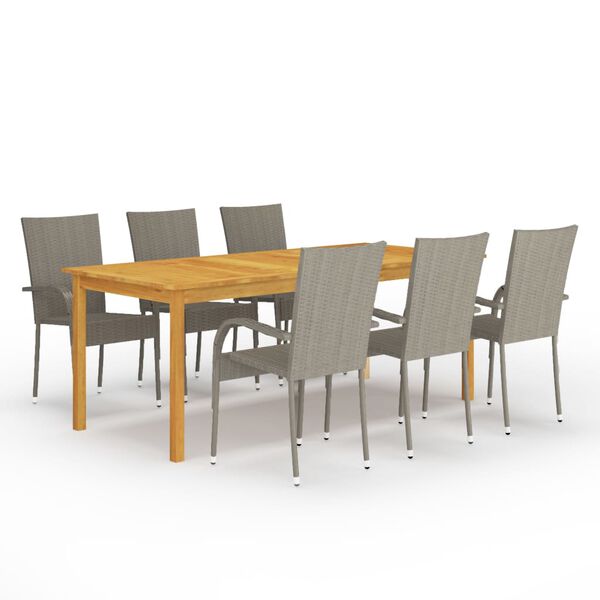 vidaXL 7 Piece Garden Dining Set Grey