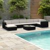 vidaXL 8 Piece Garden Lounge Set with Cushions Poly Rattan Black