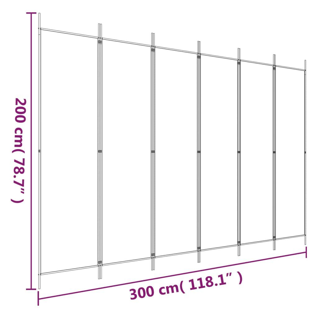 vidaXL 6-Panel Room Divider Black 300x200 cm Fabric