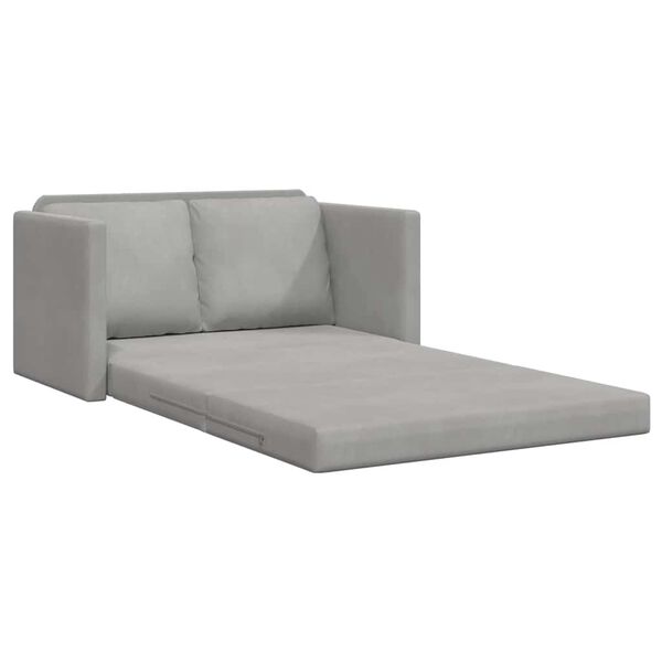 vidaXL Floor Sofa Bed 2-in-1 Light Grey 122x204x55 cm Velvet
