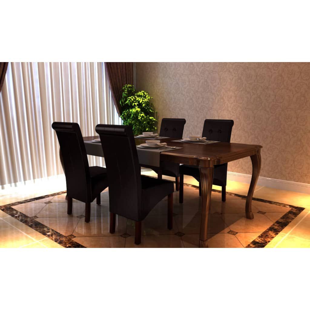 vidaXL Dining Chairs 4 pcs Brown Faux Leather
