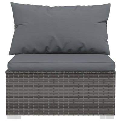 vidaXL 11 Piece Garden Lounge Set with Cushions Grey Poly Rattan, grey and anthracite vidaXL 11 Piece Garden Lounge Set with Cushions Grey Poly Rattan
