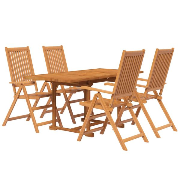 vidaXL 5 Piece Garden Dining Set Solid Wood Acacia 120-170 cm