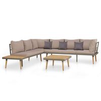 vidaXL 4 Piece Garden Lounge Set with Cushions Solid Acacia Wood Brown,  vidaXL 4 Piece Garden Lounge Set with Cushions Solid Acacia Wood Brown