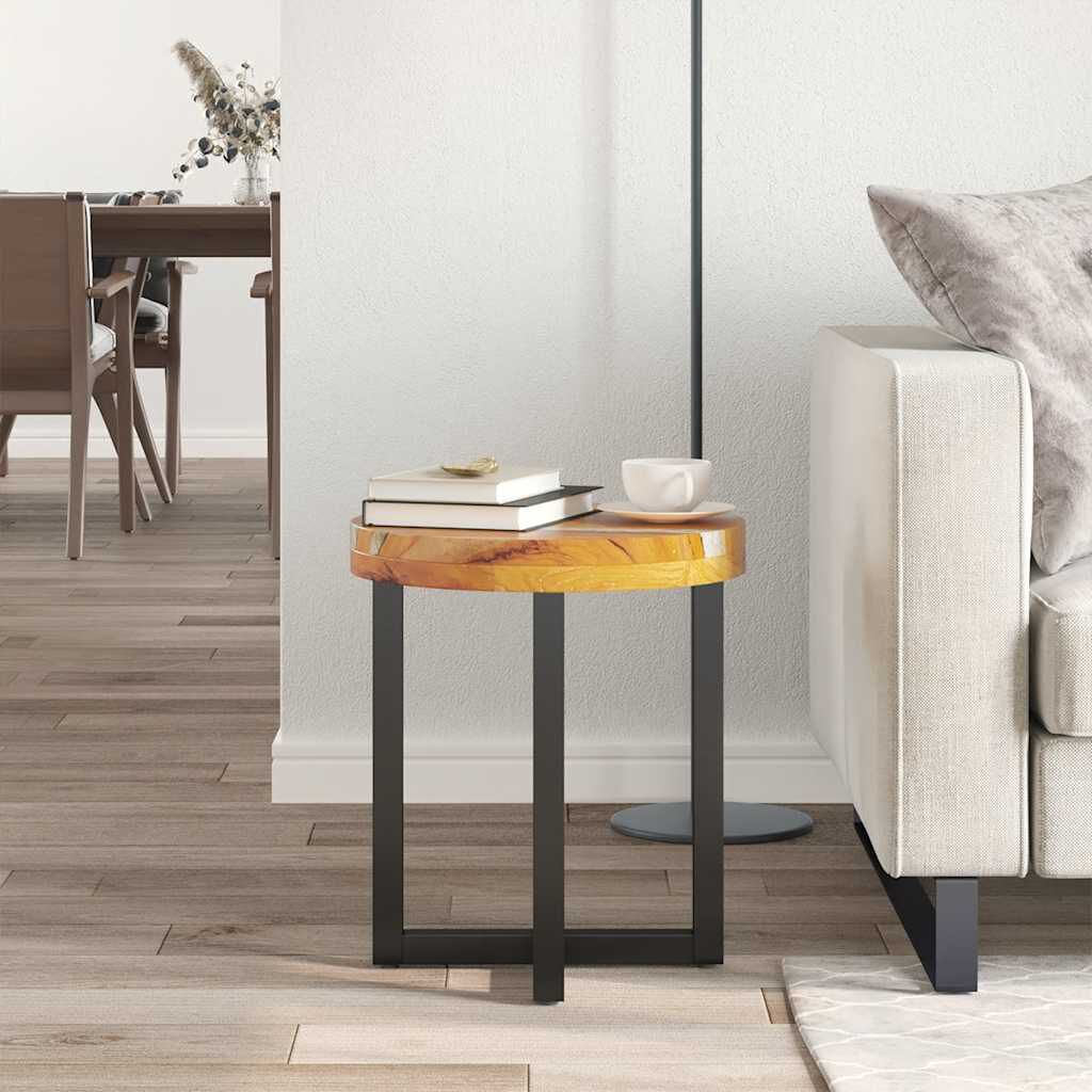 vidaXL Coffee Table 40x45 cm Solid Teak Wood and Polyresin