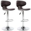 vidaXL Bar Stool | Set of 2 | Brown | Faux leather, chromed steel | Adjustable