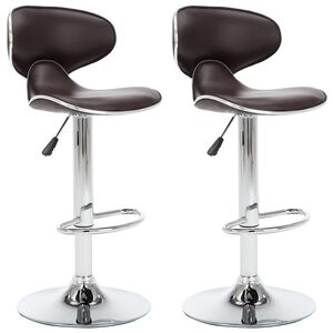 vidaXL Bar Stool | Set of 2 | Brown | Faux leather, chromed steel | Adjustable