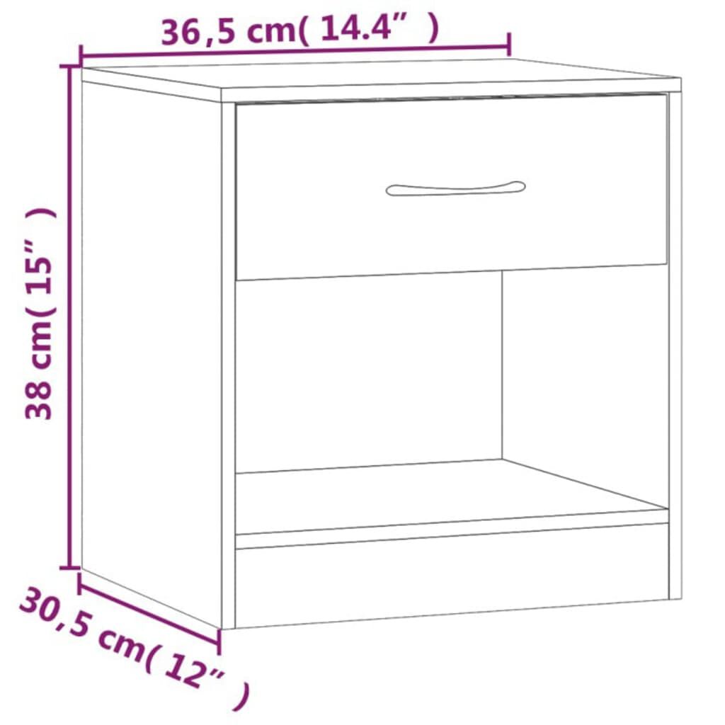 vidaXL Nightstand 2 pcs with Drawer White