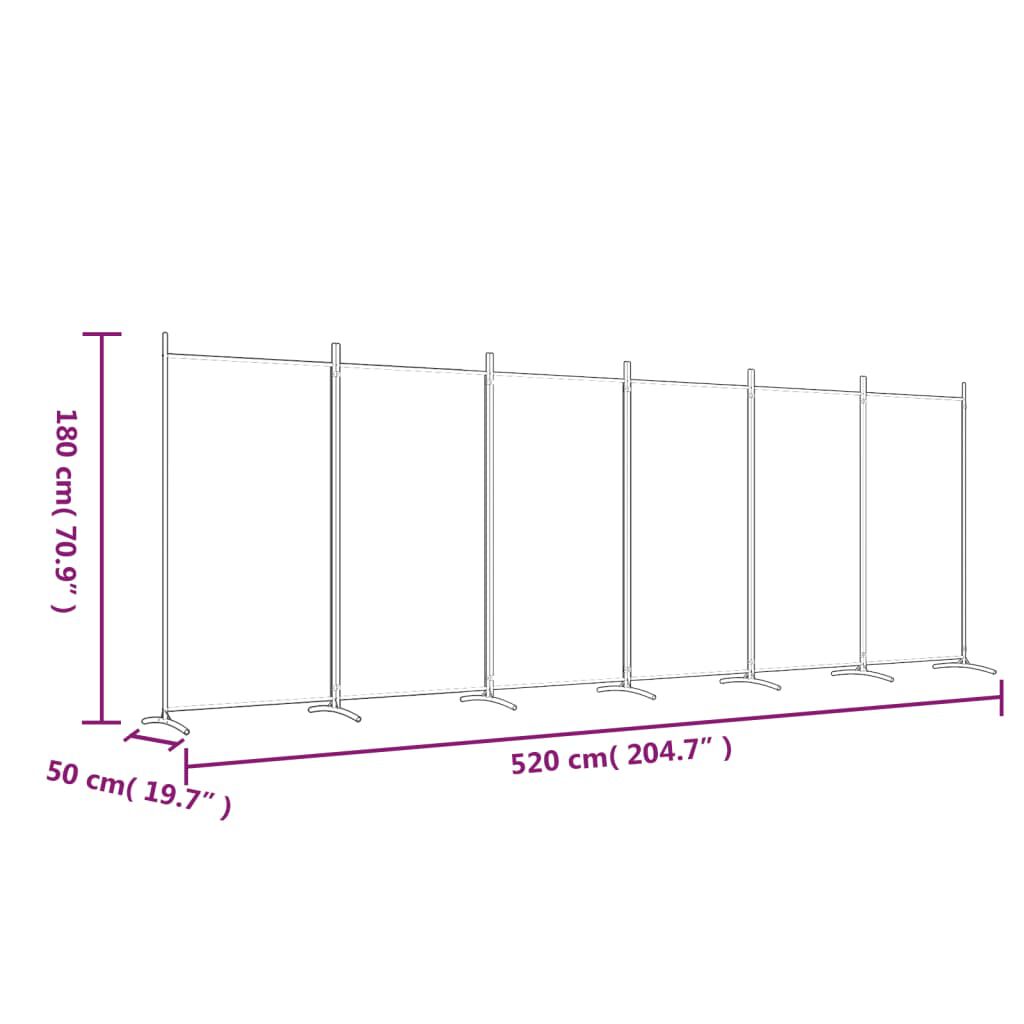 vidaXL 6-Panel Room Divider Anthracite 520x180 cm Fabric