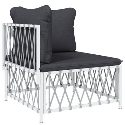 vidaXL 8 Piece Garden Lounge Set with Cushions White Steel, white vidaXL 8 Piece Garden Lounge Set with Cushions White Steel