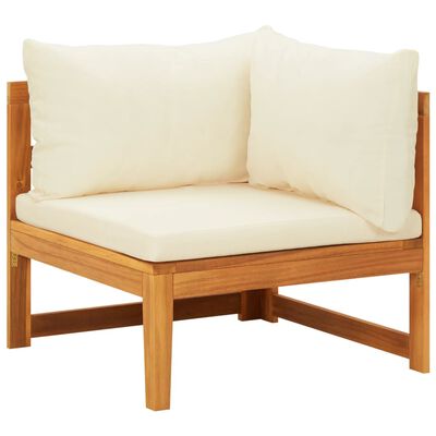 vidaXL 2 Piece Garden Lounge Set with Cream White Cushions Acacia Wood