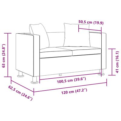 vidaXL Sofa 2-Seater Artificial Leather Black, black vidaXL Sofa 2-Seater Artificial Leather Black