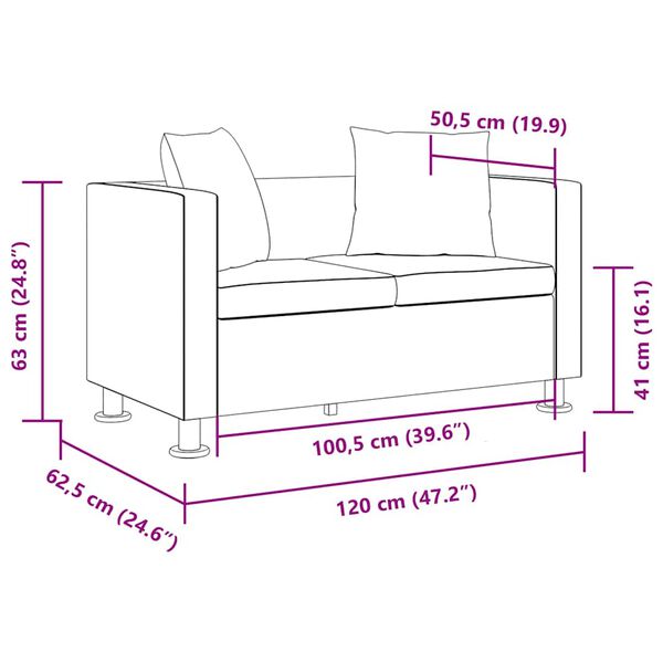 vidaXL Sofa 2-Seater Artificial Leather Black