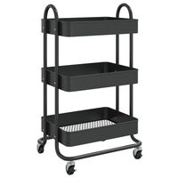 vidaXL 3-Tier Trolley Black 43x34x79 cm Steel, black vidaXL 3-Tier Trolley Black 43x34x79 cm Steel