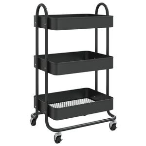 vidaXL 3-Tier Trolley Black 43x34x79 cm Steel