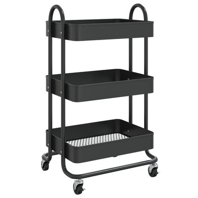 vidaXL 3-Tier Trolley Black 43x34x79 cm Steel, black vidaXL 3-Tier Trolley Black 43x34x79 cm Steel