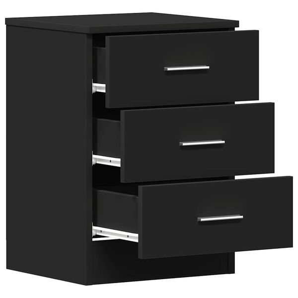 vidaXL Bedside Cabinet Black 38x35x56 cm Engineered Wood