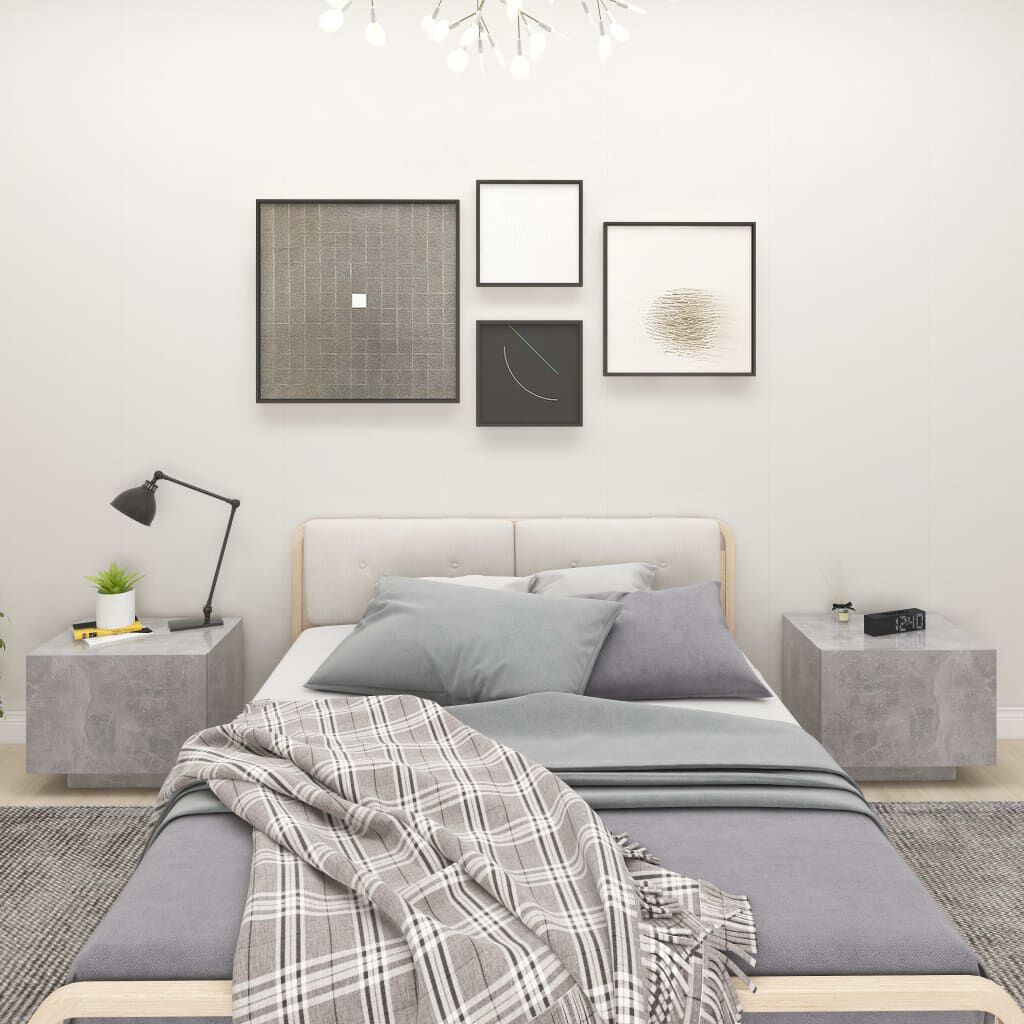 vidaXL Bedside Cabinet Concrete Grey 100x35x40 cm Engineered Wood