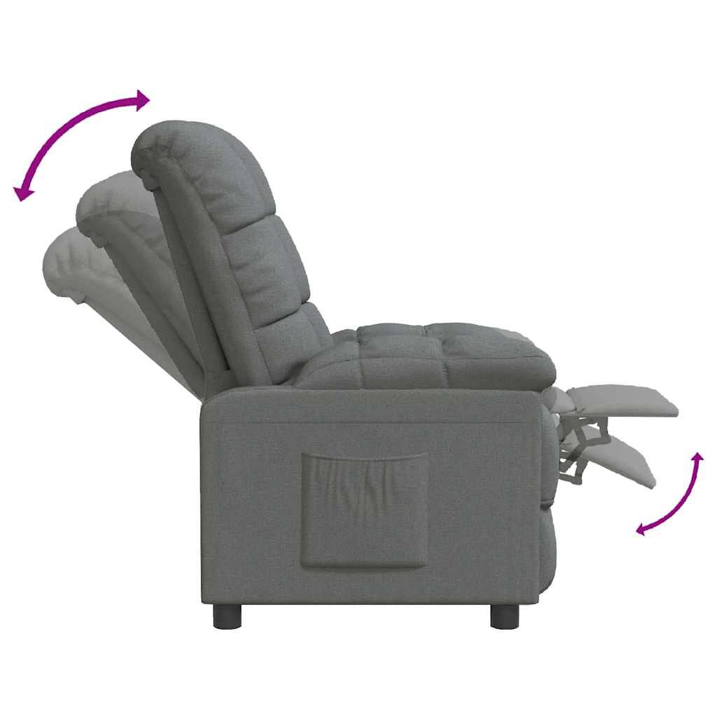 vidaXL Recliner Chair Dark Grey Fabric