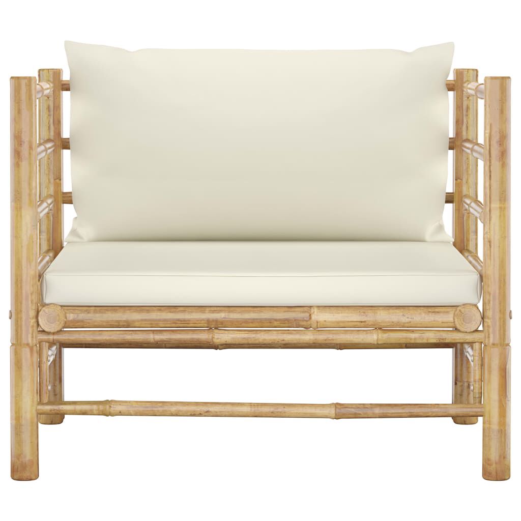 vidaXL Garden Sofa with Cream White Cushions Bamboo