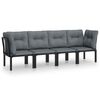 vidaXL 4 Piece Garden Lounge Set Black and Grey Poly Rattan