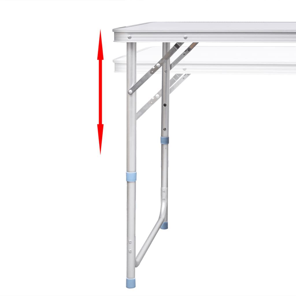 vidaXL Foldable Camping Table Height Adjustable Aluminium 120 x 60 cm