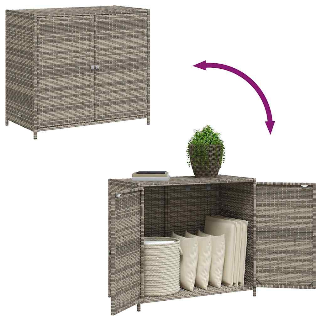 vidaXL Garden Storage Cabinet Grey 83x45x76 cm Poly Rattan