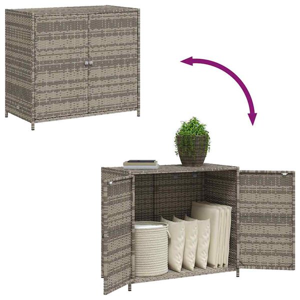 vidaXL Garden Storage Cabinet Grey 83x45x76 cm Poly Rattan