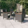 vidaXL 5 Piece Garden Dining Set with Cushions Black