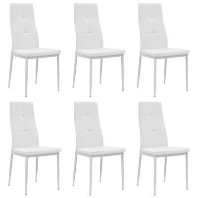 vidaXL Dining Chairs 6 pcs White Faux Leather