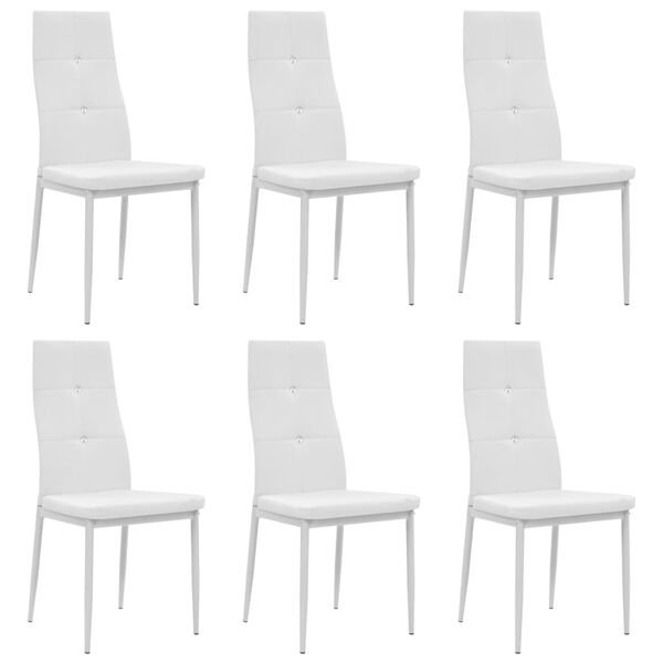 vidaXL Dining Chairs 6 pcs White Faux Leather