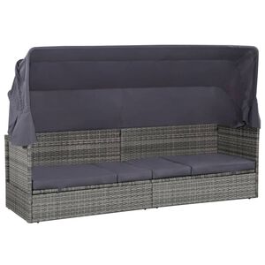 vidaXL Garden Bed with Canopy Grey 205x62 cm Poly Rattan