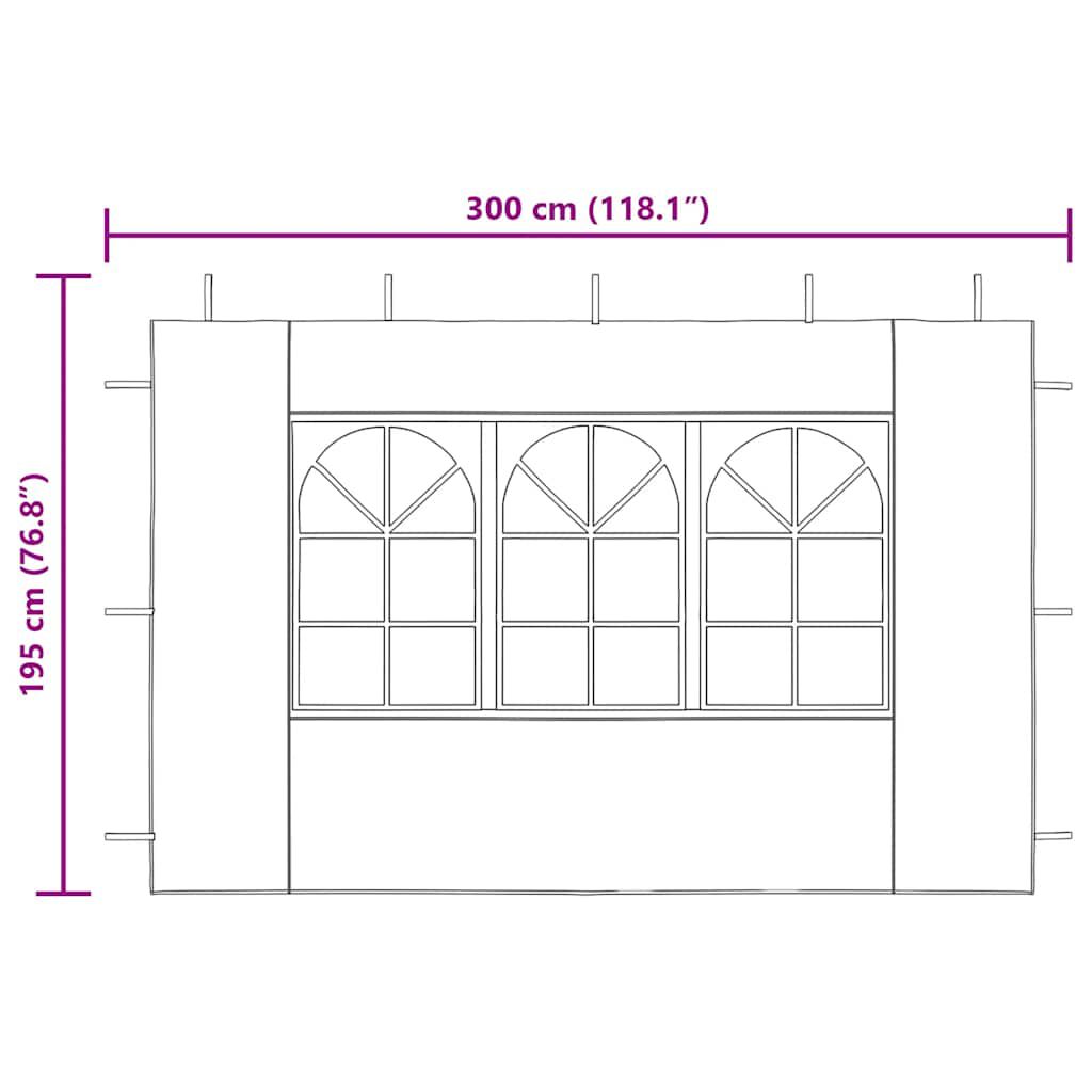 vidaXL Party Tent Sidewall 2 pcs with Window PE Green