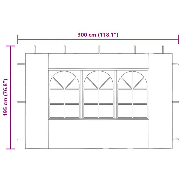 vidaXL Party Tent Sidewall 2 pcs with Window PE Green