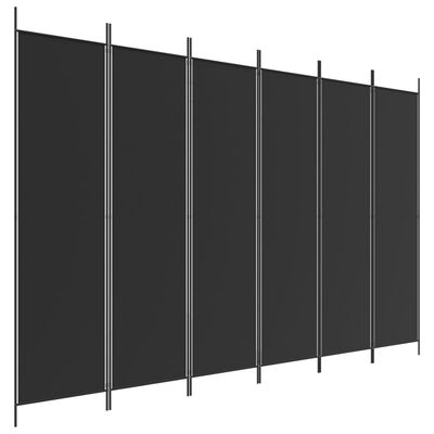 vidaXL 6-Panel Room Divider Black 300x200 cm Fabric, black vidaXL 6-Panel Room Divider Black 300x200 cm Fabric