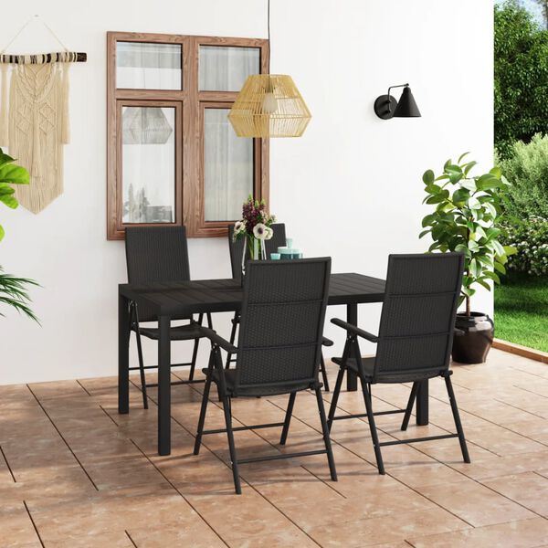 vidaXL 5 Piece Garden Dining Set Black