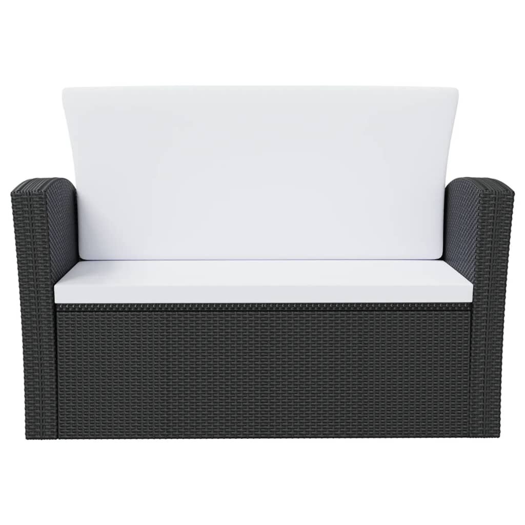 vidaXL 8 Piece Garden Lounge Set with Cushions Poly Rattan Black