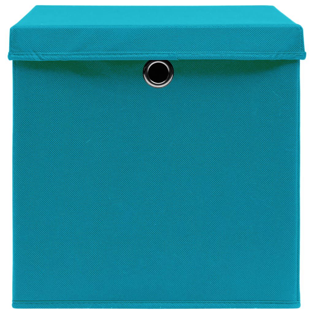 vidaXL Storage Boxes with Lids 4 pcs Baby Blue 32x32x32 cm Fabric