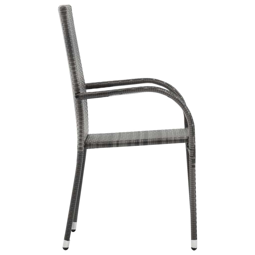 vidaXL Stackable Outdoor Chairs 2 pcs Grey Poly Rattan