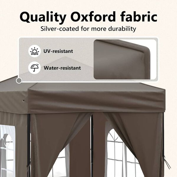 vidaXL Folding Party Tent with Sidewalls Taupe 2x2 m